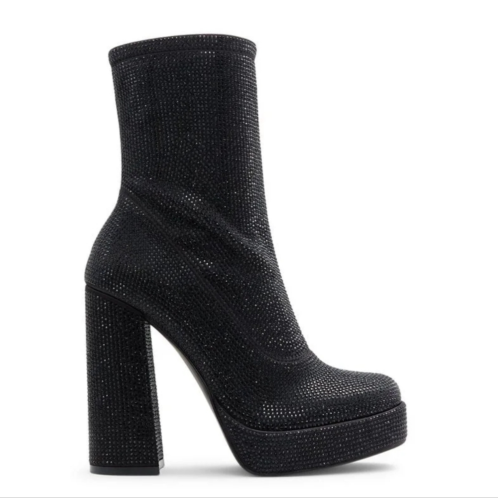 Call It Spring TYRAH OPEN BLACK Platform Women Boots Black With Glitter Size 5